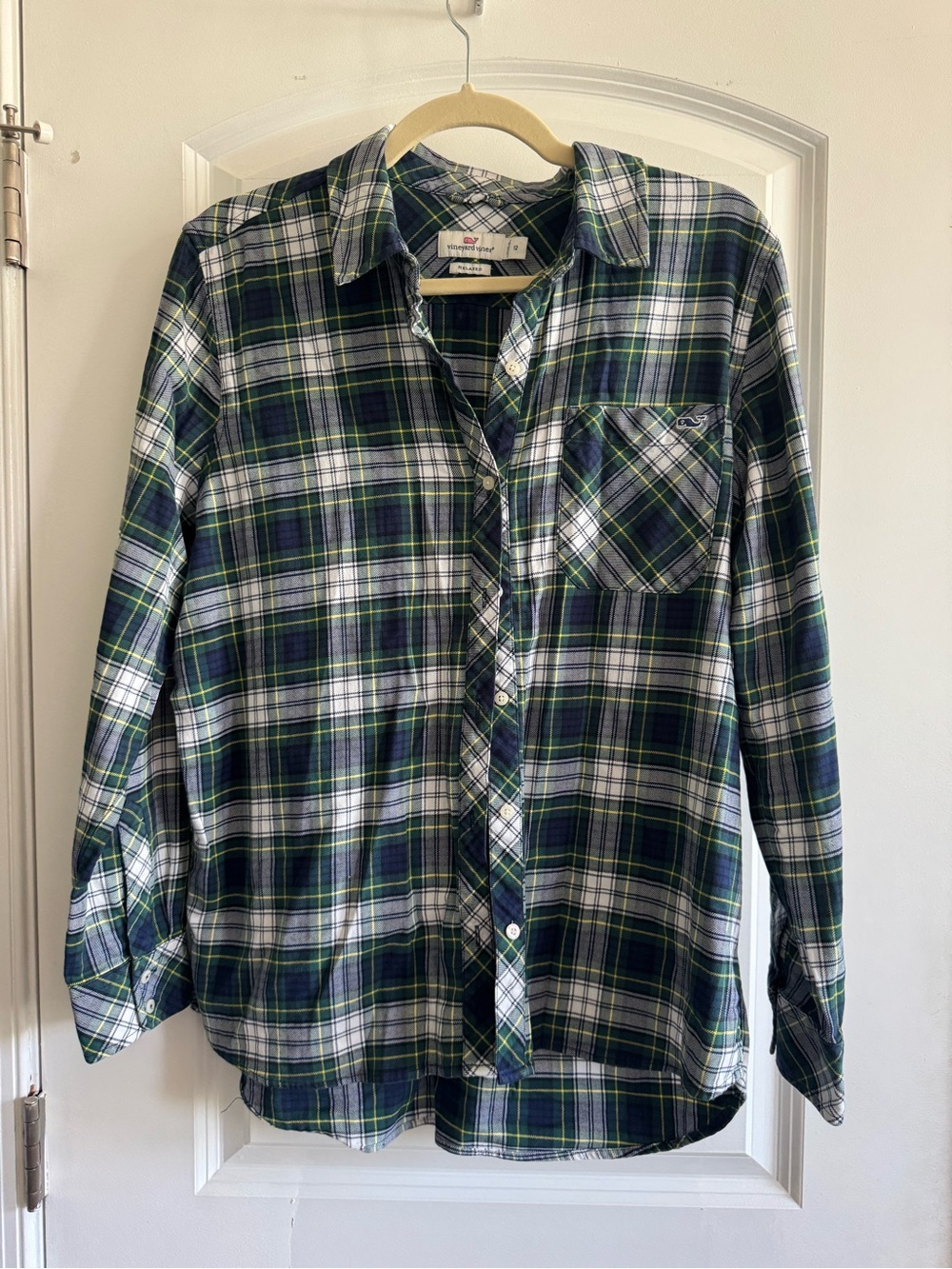 Vineyard Vines | Green & Navy Plaid Relaxed Button-Up Shirt Size 12